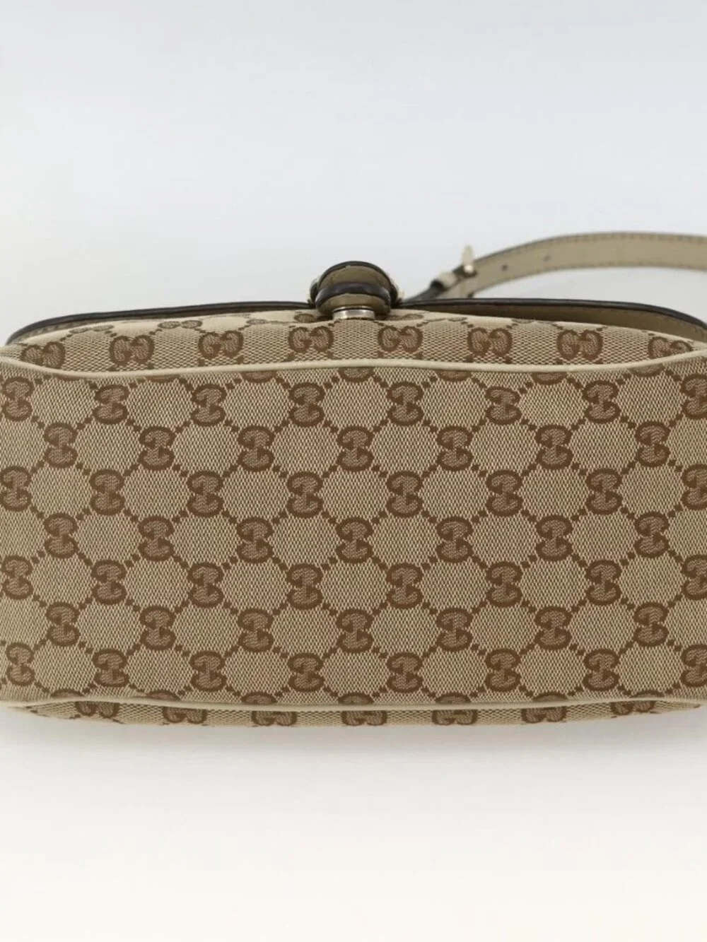 GUCCI GG Canvas Shoulder Bag Beige Gold 308452 Auth ka3497